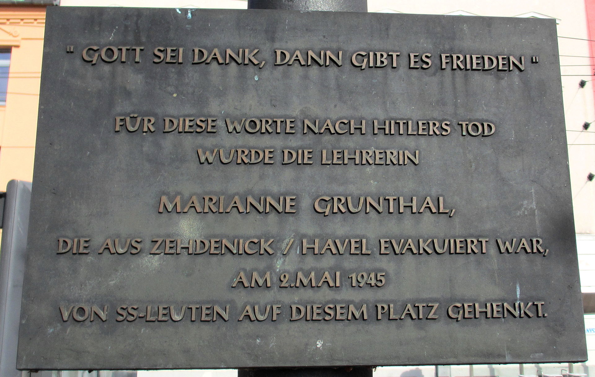 Heute Erinnerung an Marianne Grunthal