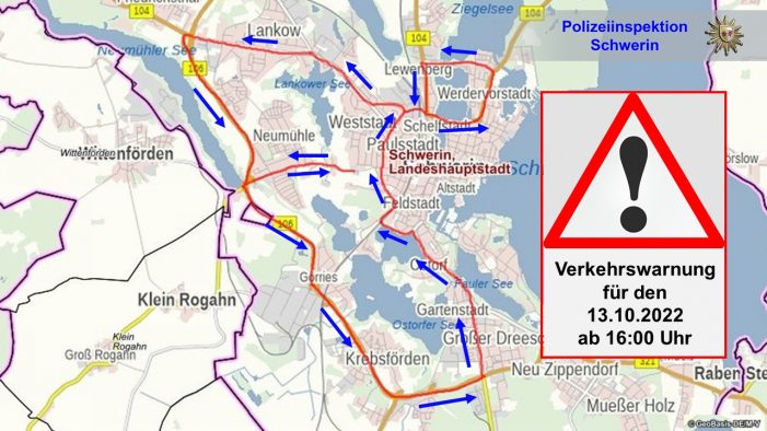 Verkehrswarnung für Donnerstag in Schwerin