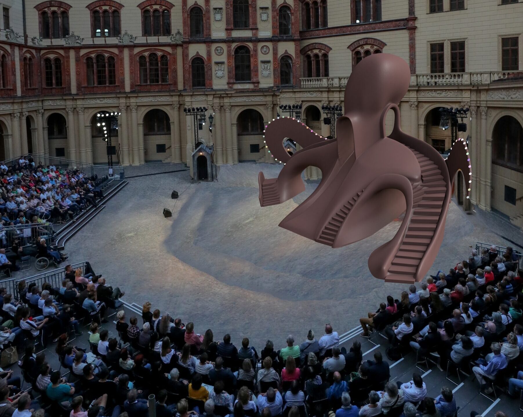 Schweriner Schlossfestspiele: Tartuffe mit Oktopus-Bühnenbild 