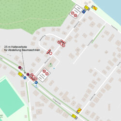 Blick auf der Bereich der Arbeiten am Gehweg und der Fahrbahn im Kalkwerderring , Quelle: GeoBasis-DE/MV