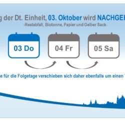 Übersicht zur Verschiebung der Abfuhrtermine durch den kommenden Feiertag, Quelle: SDS